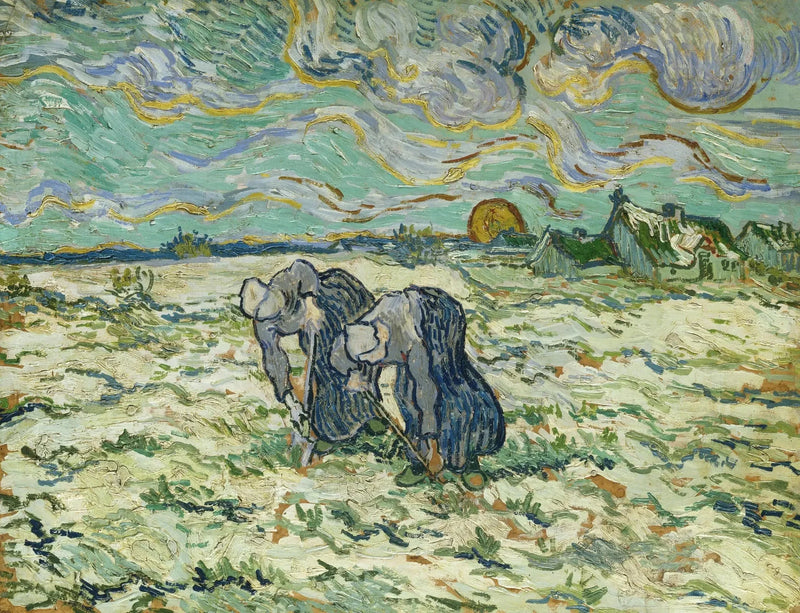 Deux Paysannes dans un champ enneigé – Vincent van Gogh