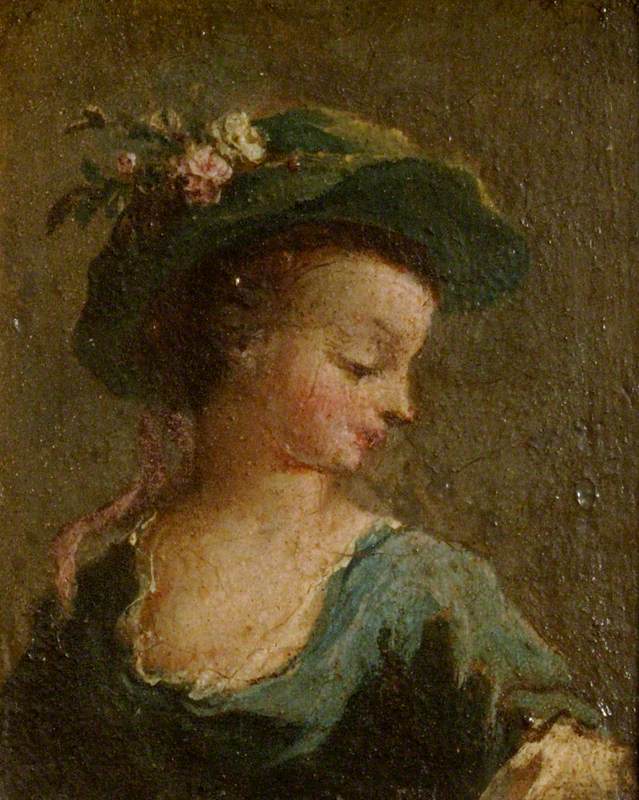 Deux tableaux : Une fille au chapeau de profil et une fille au chapeau de face (diptyque, panneau de gauche) - Francesco Guardi