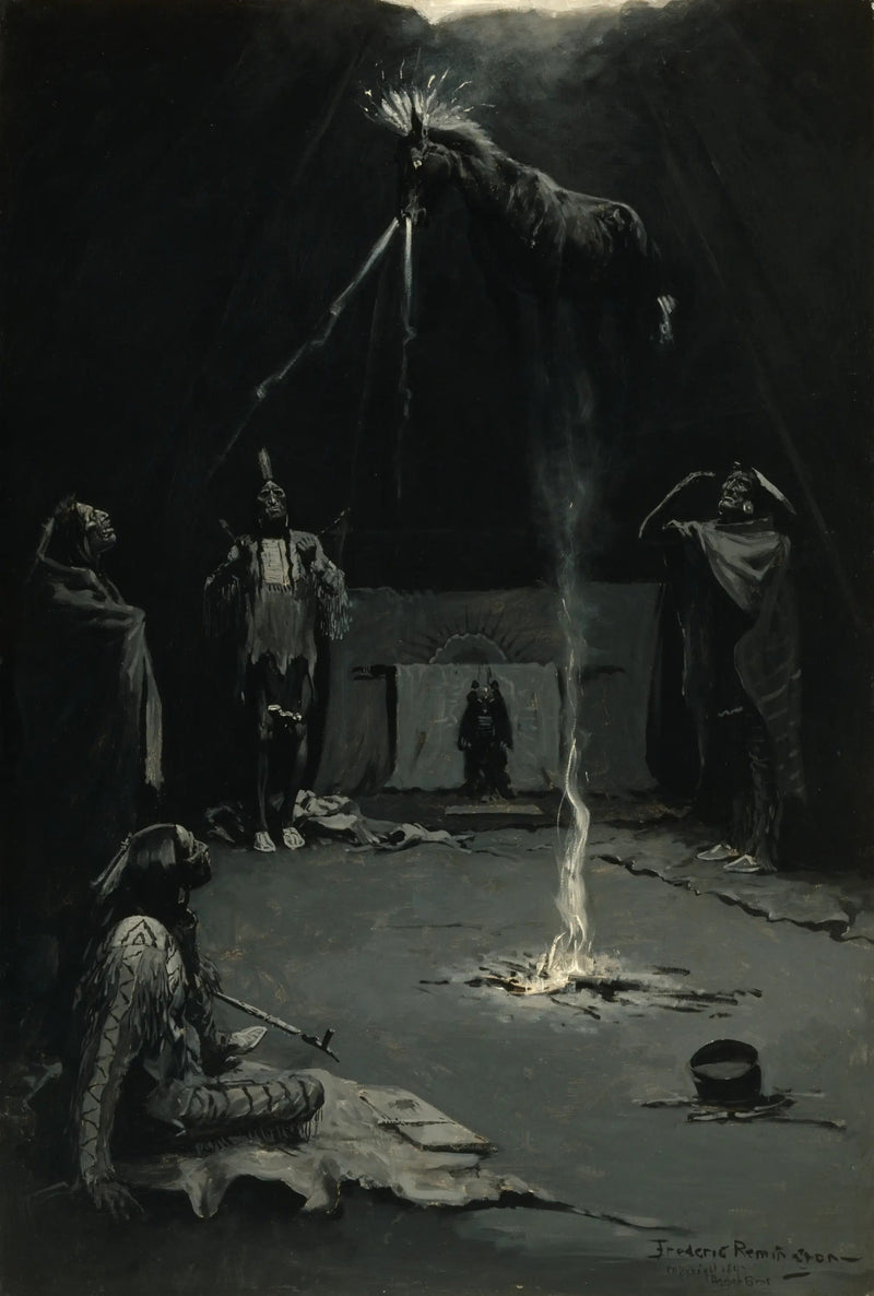 Dieu du feu indien (La marche du cheval de médecine) - Frederic Remington