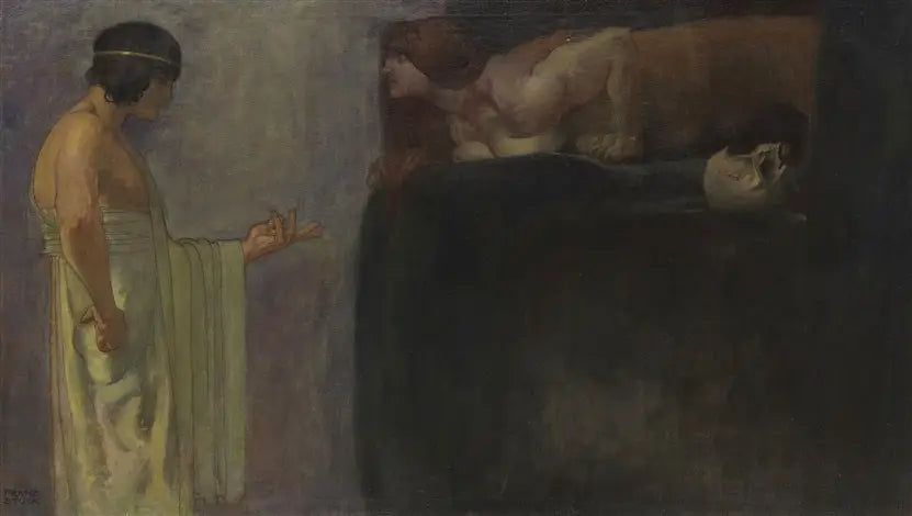 Œdipe résout l'énigme du Sphinx - Franz von stuck
