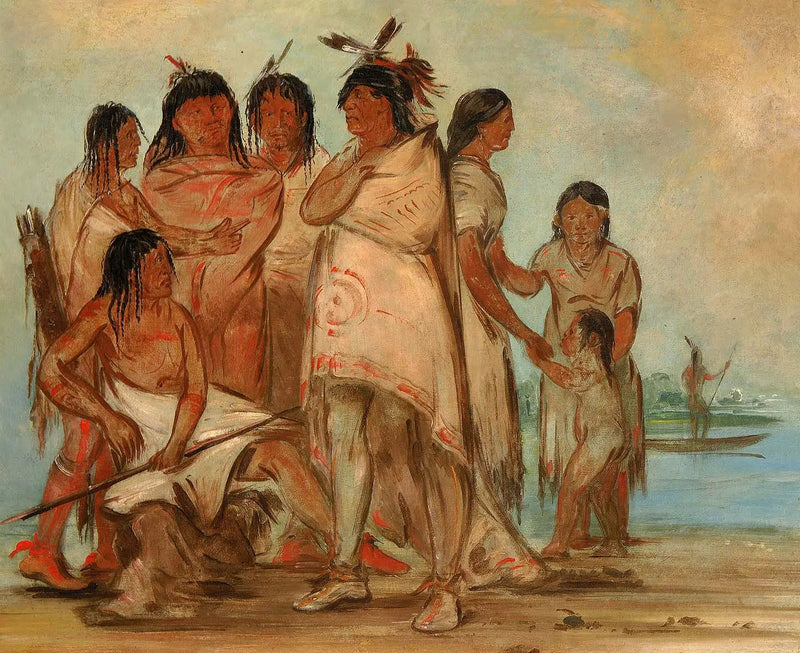 Du-cór-re-a, chef de la tribu, et sa famille - George Catlin