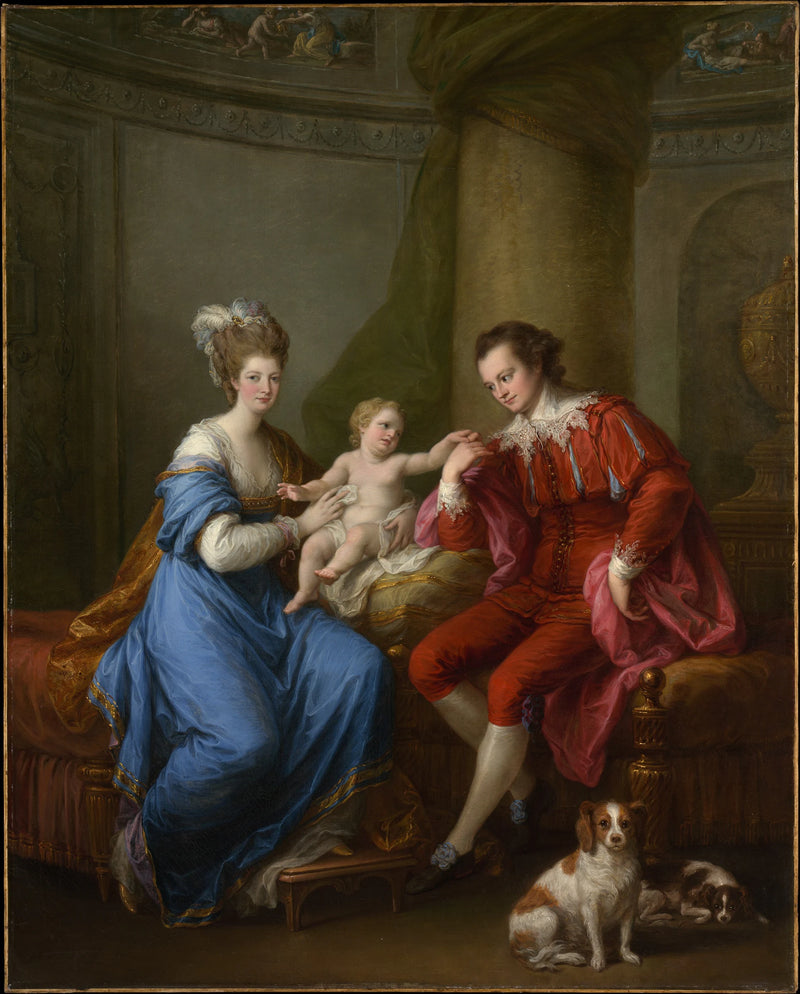 Edward Smith Stanley (1752–1834), 12e comte de Derby, avec sa première épouse (Elizabeth Hamilton, 1753-1797) et leur fils (Edward Smith Stanley, 1775–1851) - Angelica Kauffmann