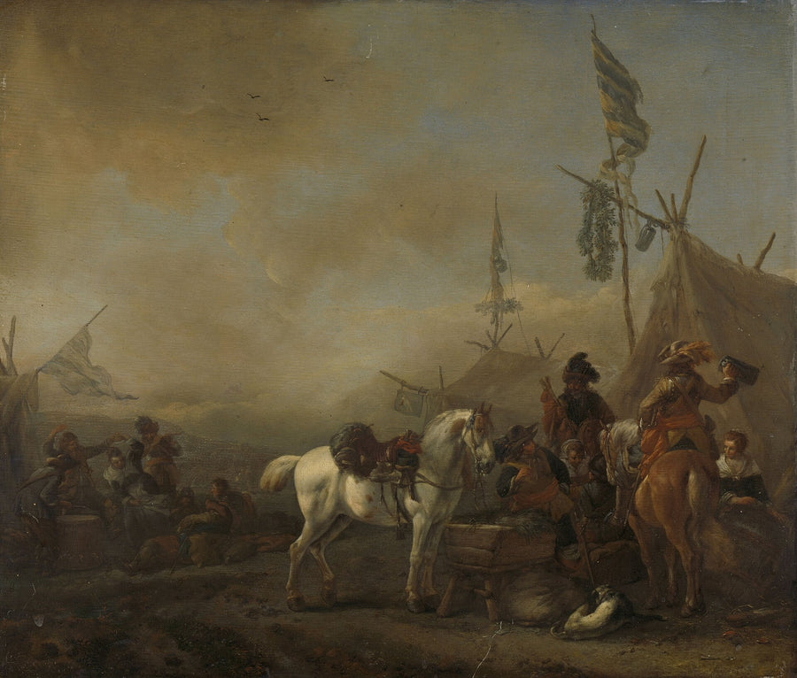 Camp militaire avec chien - Philips Wouwerman