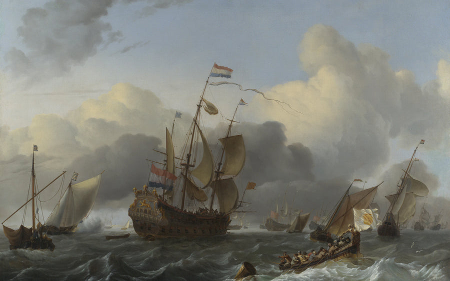 L'Eendracht et une flotte de navires de guerre hollandais - Ludolf Bakhuizen