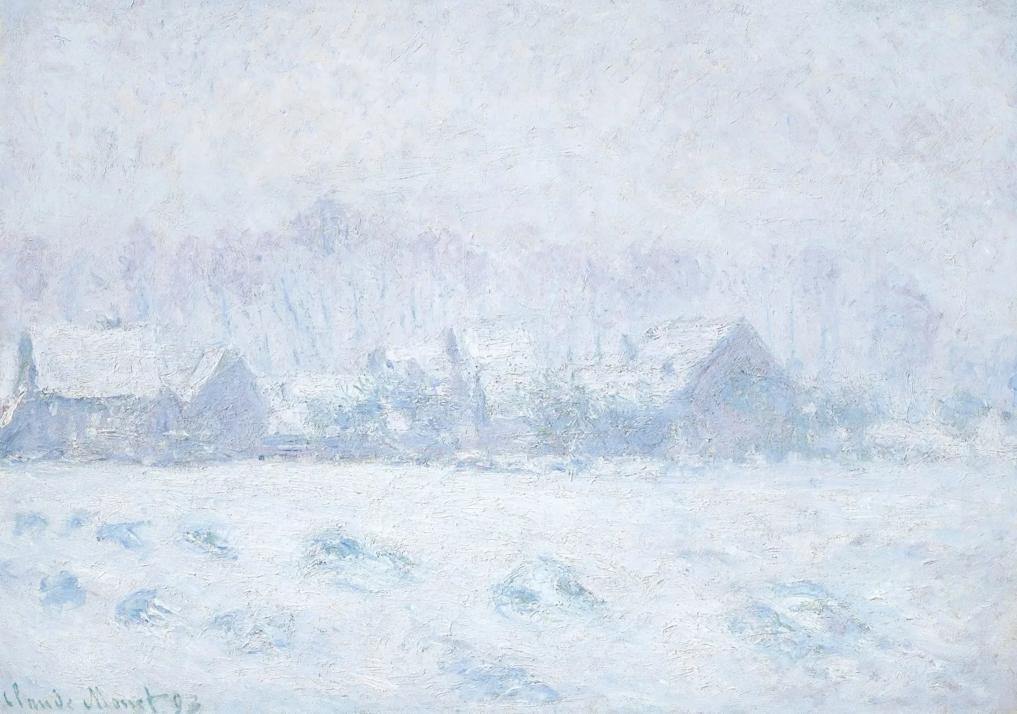 Effet de neige à Giverny - Claude Monet image 1 reproduction artisanale de tableau