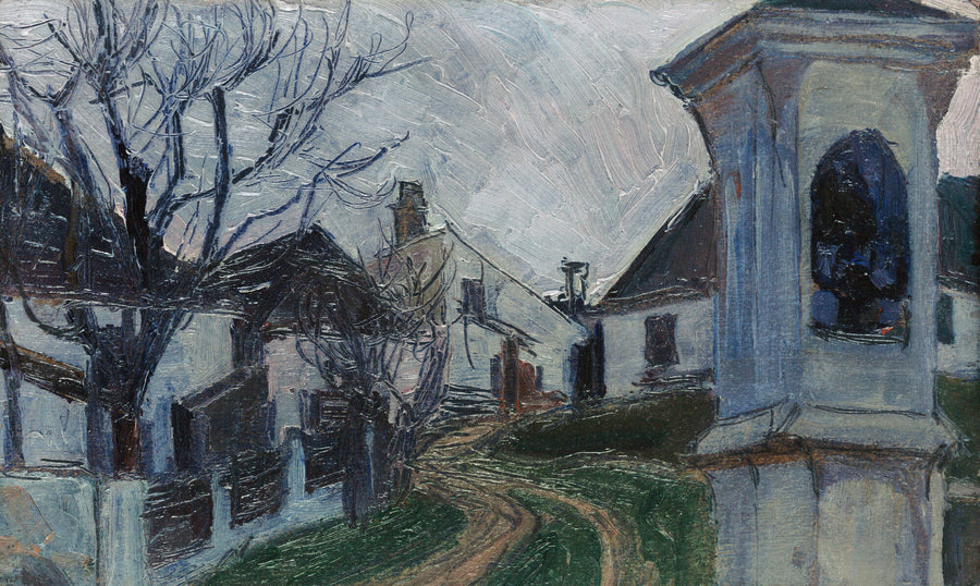 Arbres nus, maisons et sanctuaire à Klosterneuburg (1907) - Egon Schiele