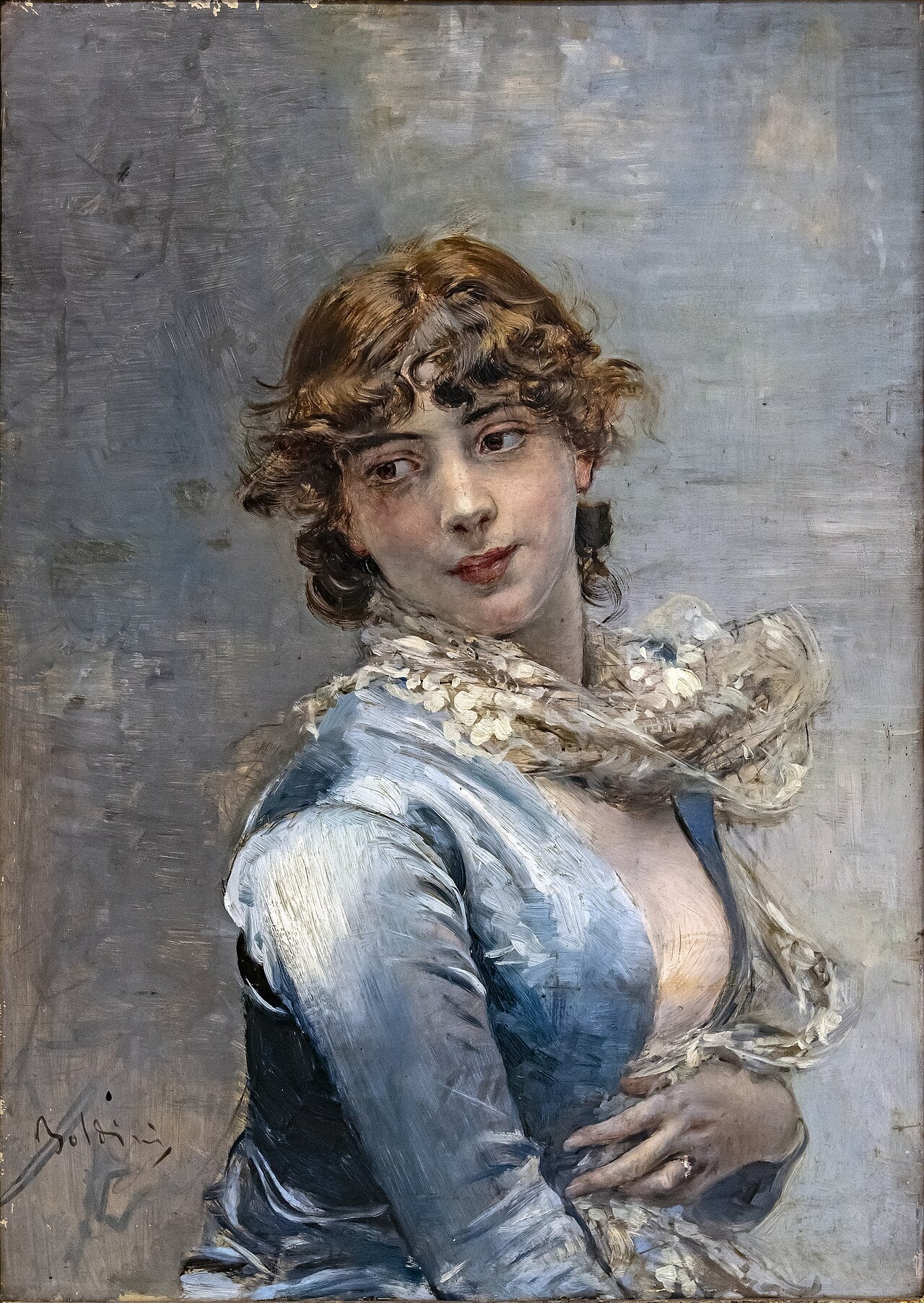 Élégante à la robe bleue - Giovanni Boldini