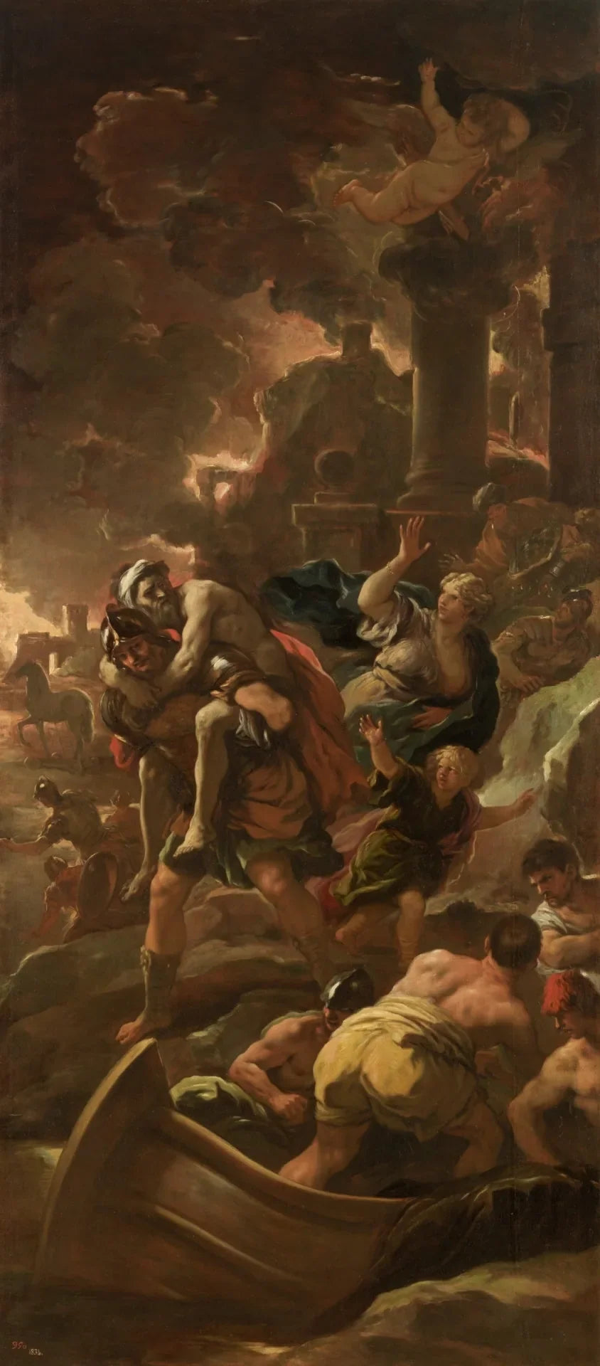 Eneas, fugitivo con su familia - Luca Giordano