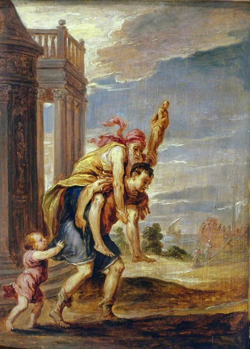 Énée fuyant Troie (d'après Andrea Schiavone) - David Teniers le Jeune