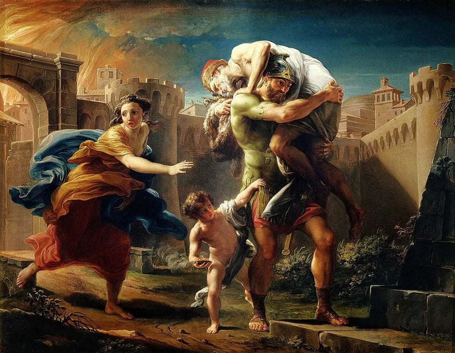 Énée s'enfuit de Troie - Pompeo Batoni