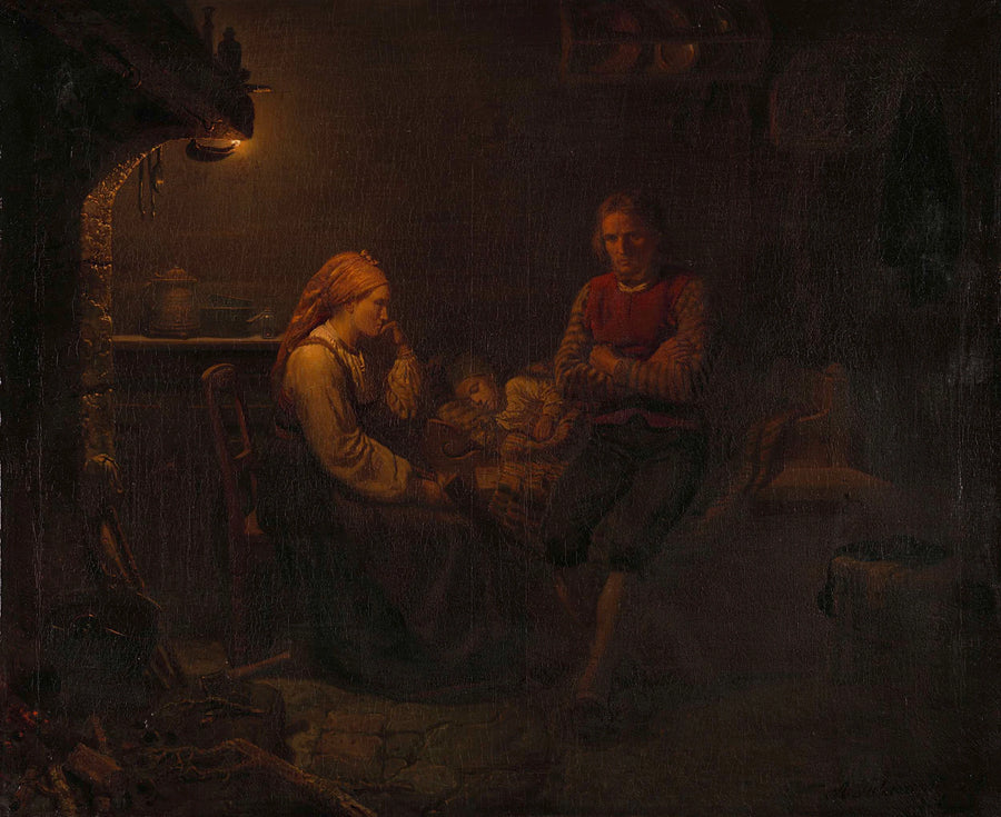 L'enfant malade - Adolph Tidemand