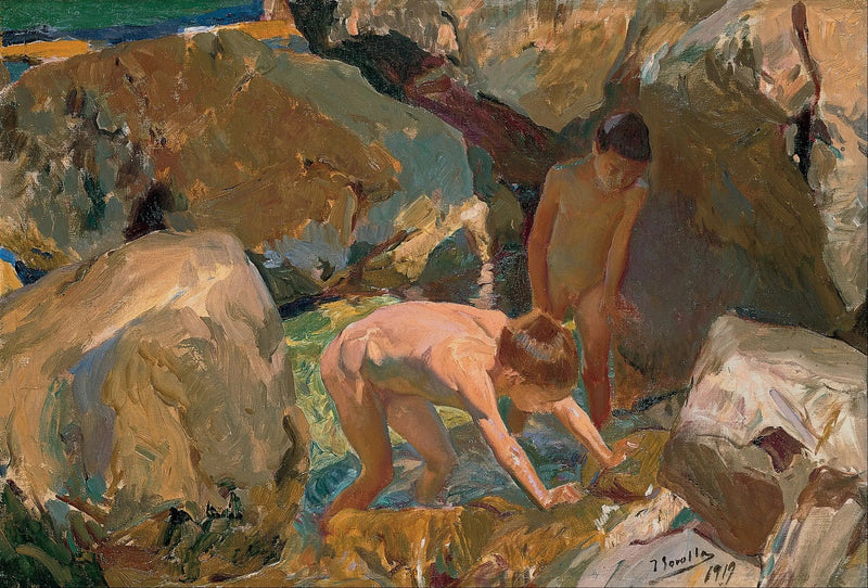 Enfants à la recherche de coquillages - Joaquín Sorolla