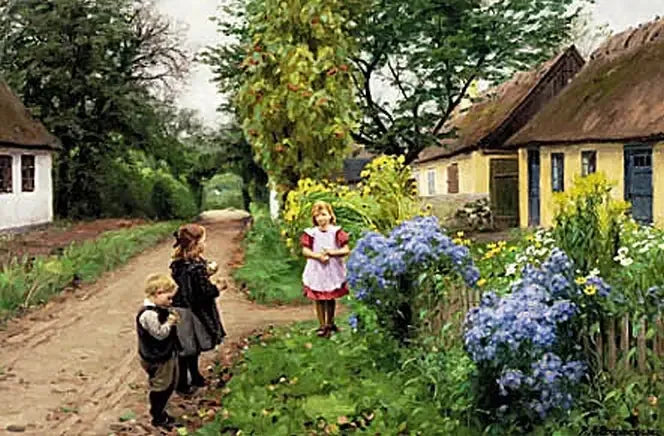 Enfants au Kirkestien. Jyllinge. - H. A. Brendekilde