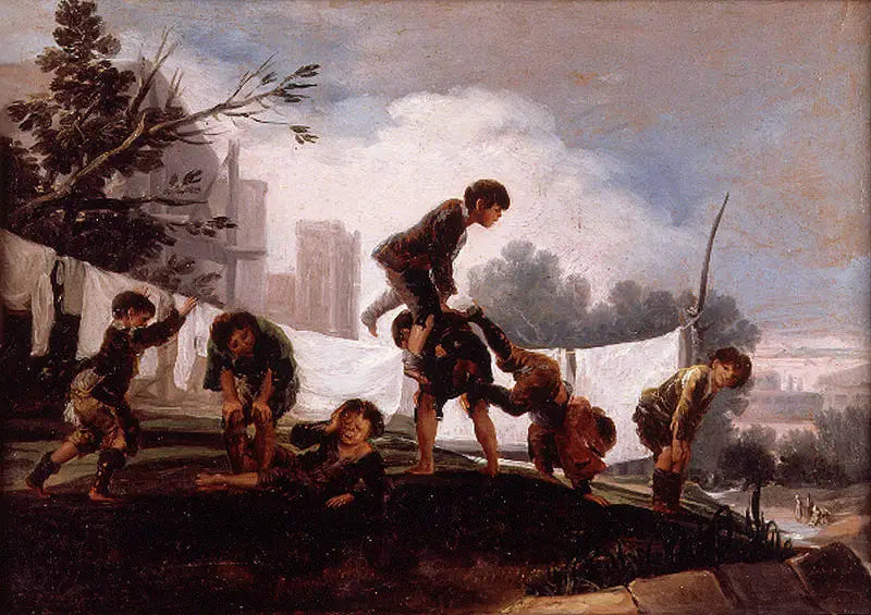 Enfants jouant à saute-mouton - Francisco de Goya