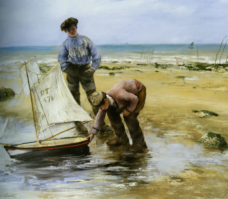Enfants jouant sur la plage - Norbert Gœneutte