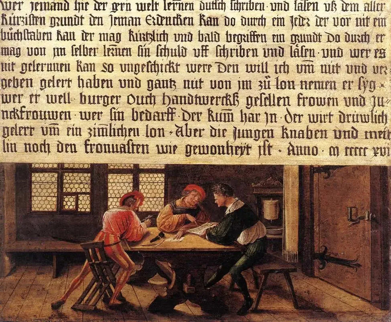 Enseigne d'un maître d'école (côté avec les adultes) - Hans Holbein le Jeune