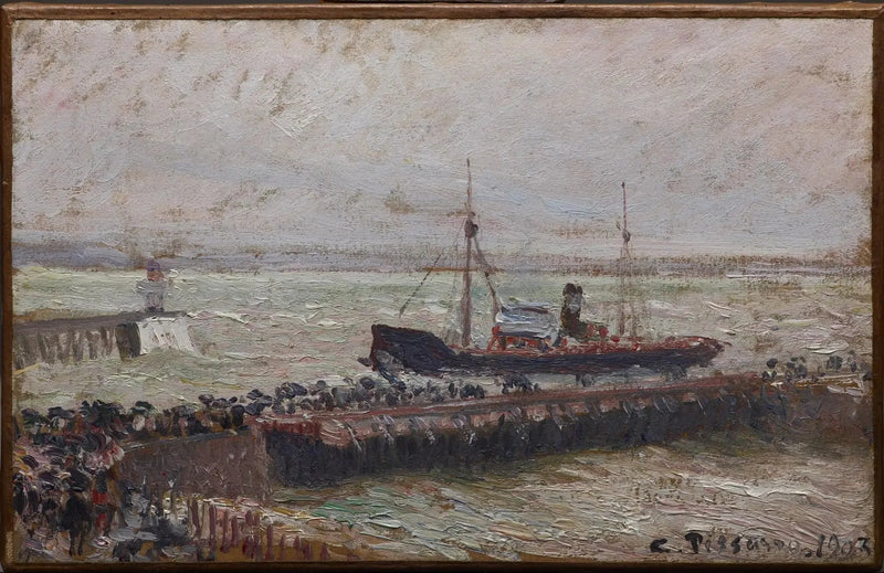 Entrée du port du Havre, ciel couvert - Camille Pissarro