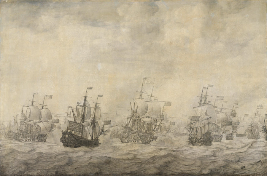Épisode de la bataille navale de quatre jours, du 11 au 14 juin 1666, lors de la Seconde Guerre anglo-néerlandaise (1665-67) - Willem Van de Velde l'Ancien