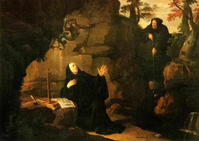 Épisodes de la vie de saint Benoît : Saint Benoît nourri par le frère Romain - Philippe de Champaigne