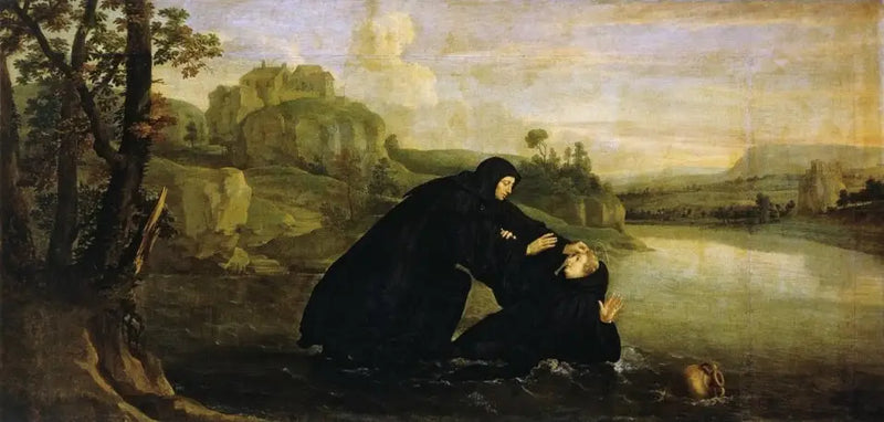 Épisodes de la vie de saint Benoît : Placide retiré de l'eau par le frère Maur - Philippe de Champaigne