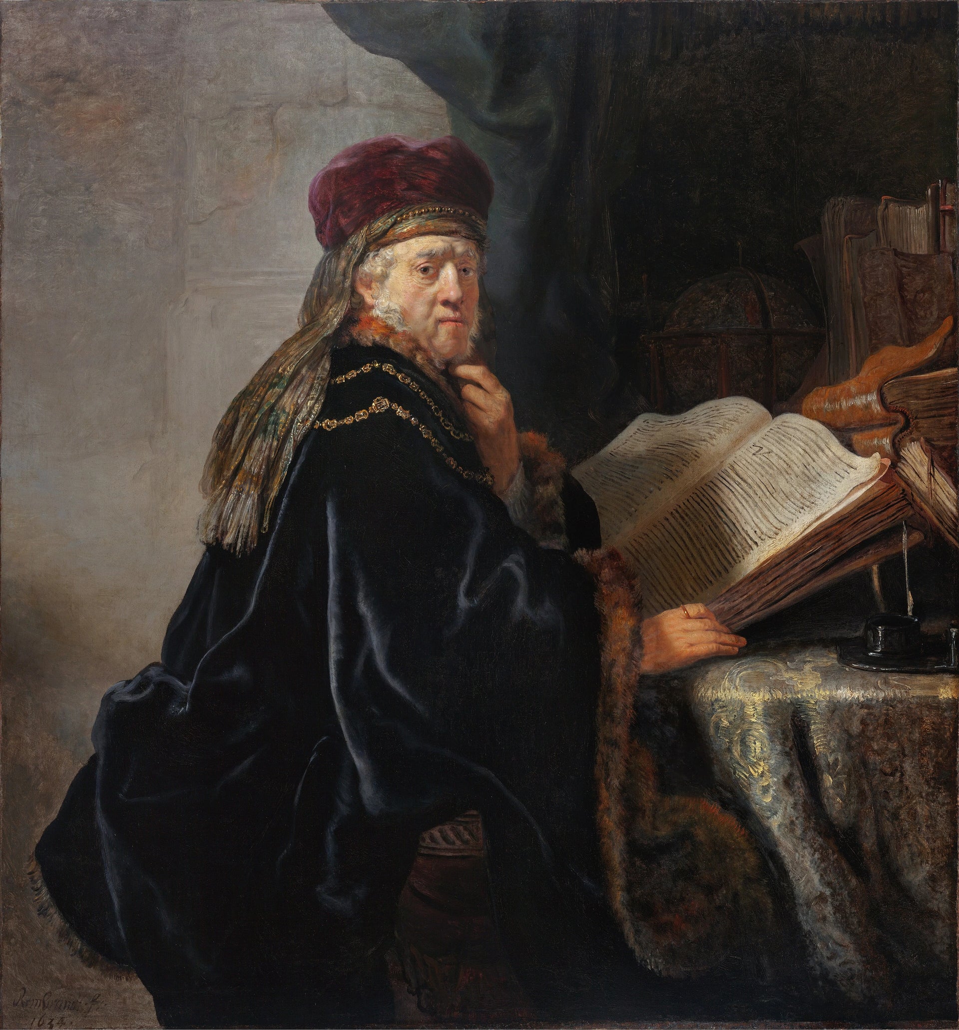 Un érudit dans son cabinet — Rembrandt, 1634, Galerie nationale de Prague