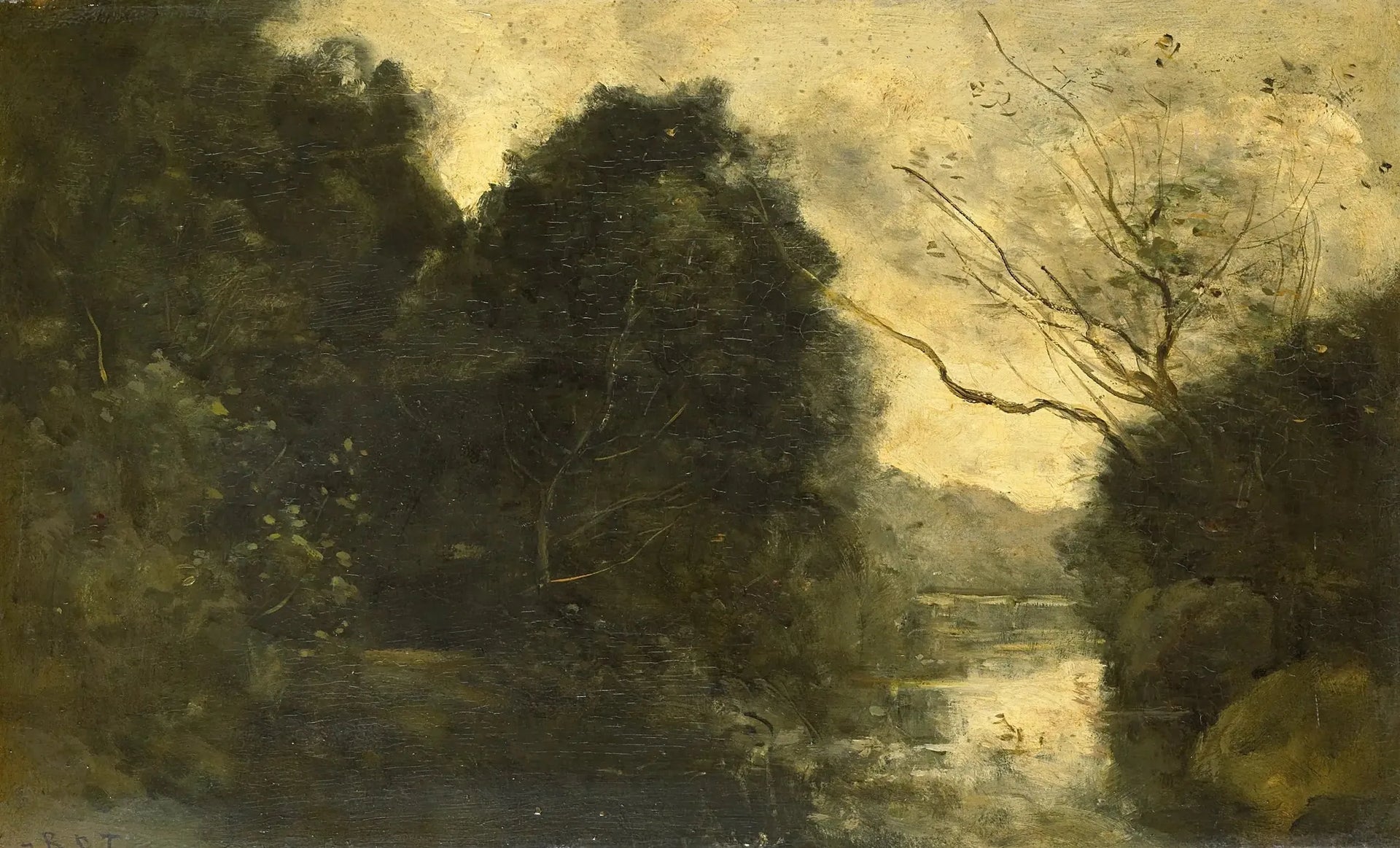 Étang Forestier - Jean-Baptiste Camille Corot image 1 copie de tableau peinte à la main