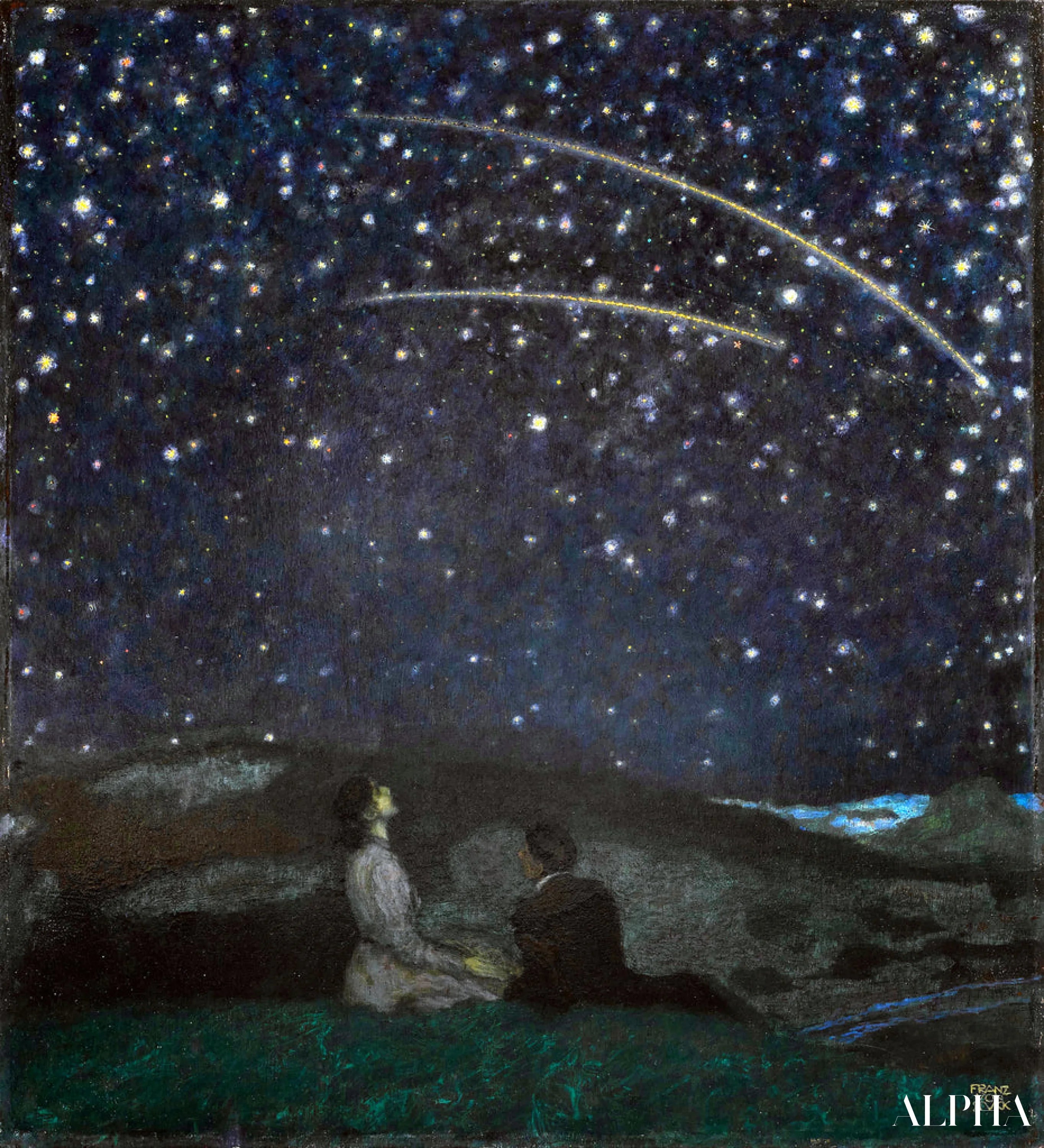 Reproduction du tableau « Étoiles Filantes - Franz Von Stuck » par Alpha Reproduction en peinture à l’huile