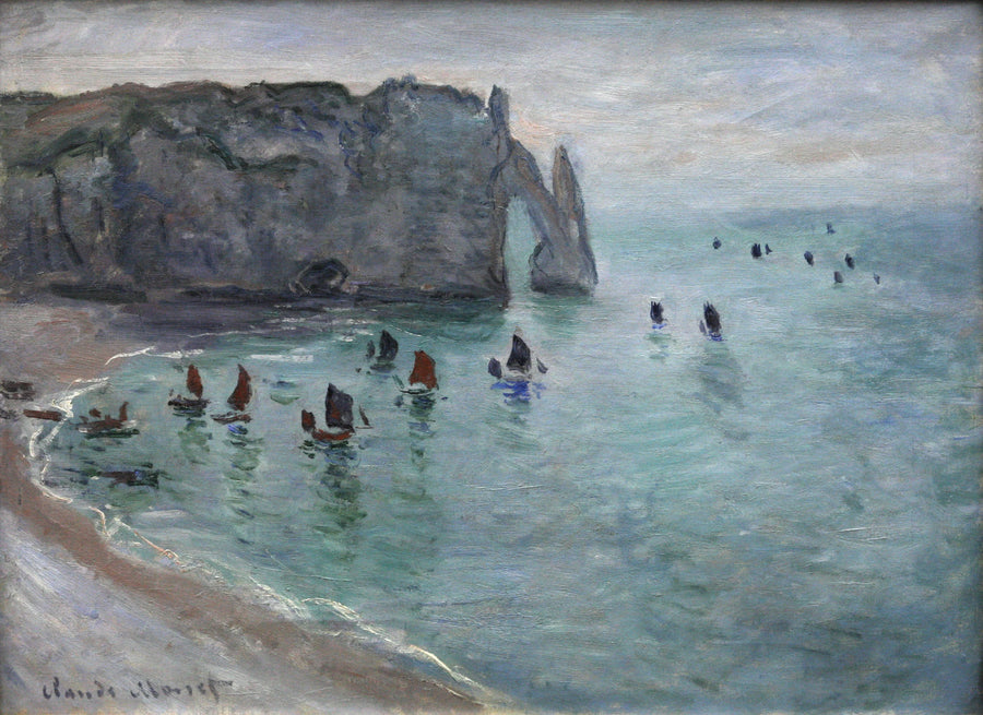 Étretat, la porte d’Aval, bateaux sortant du port W1047 – Claude Monet