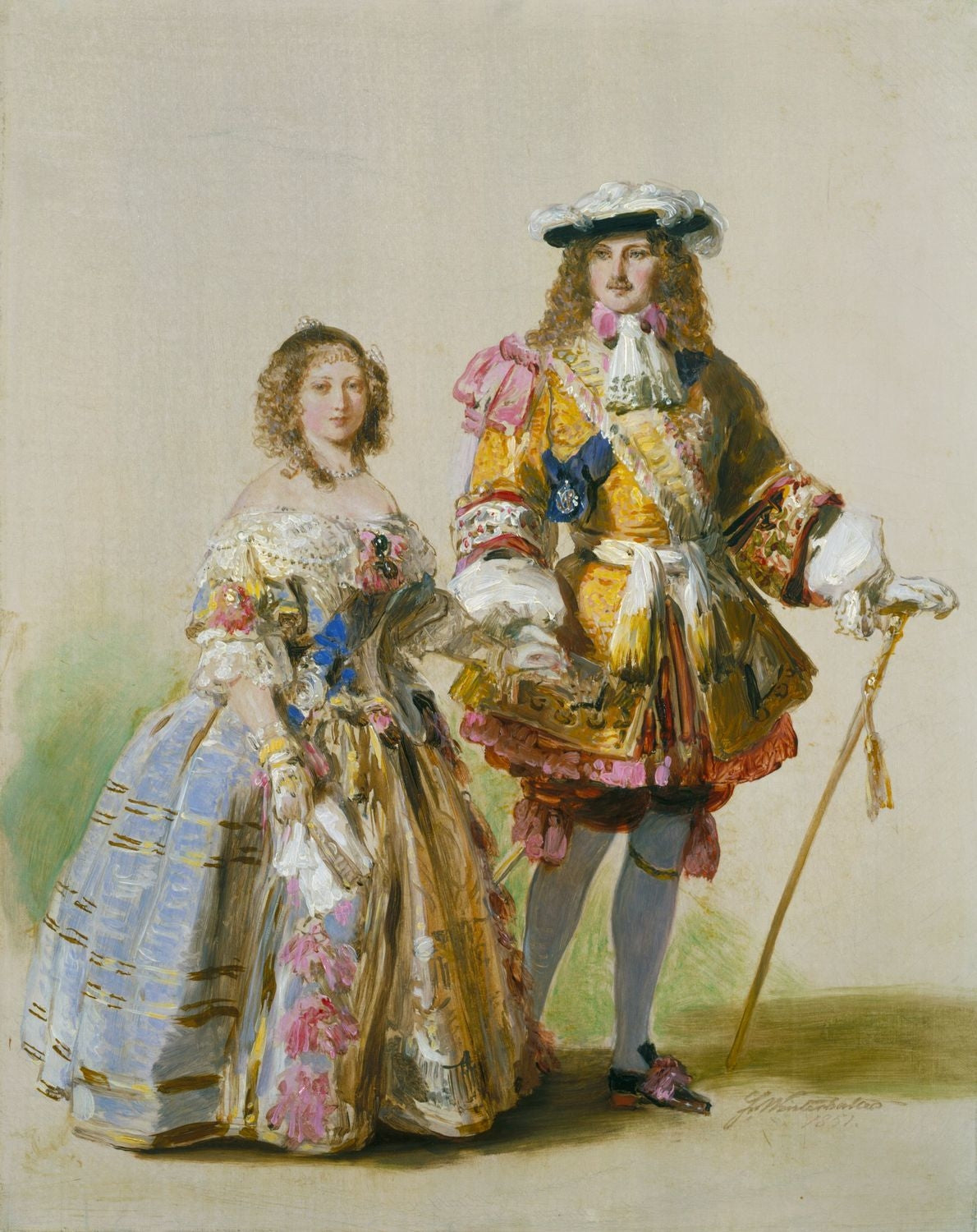 Étude de la reine Victoria et du prince Albert en costumes de l'époque de Charles II - Franz Xaver Winterhalter