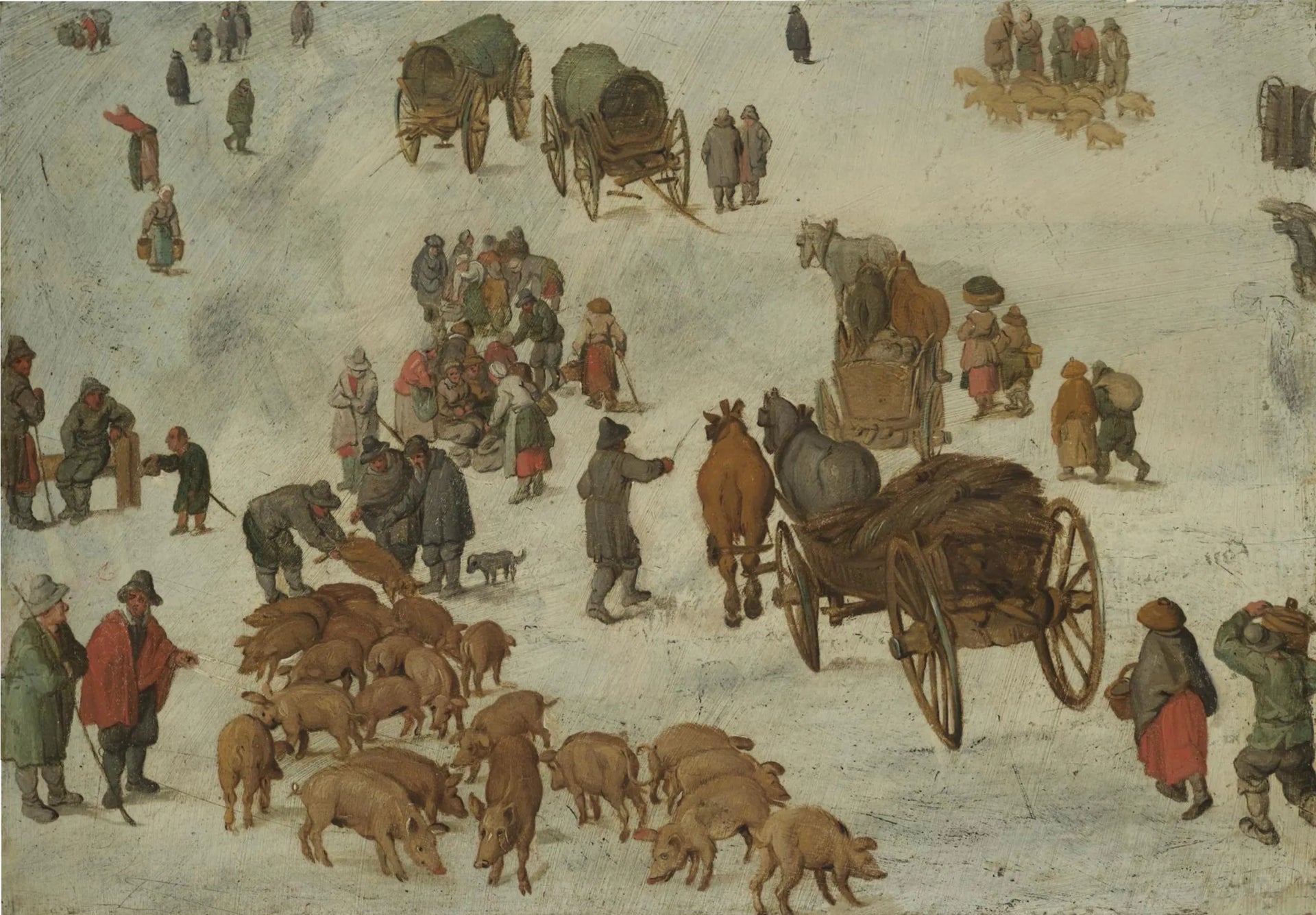 Études sur un marché porcin - Jan Brueghel le Jeune image 1 copie de tableau peinte à la main
