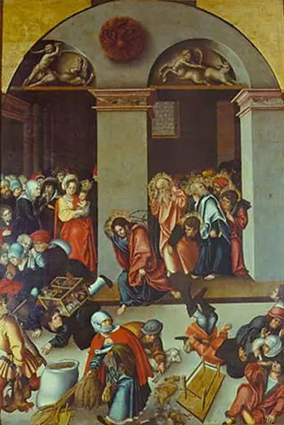 Expulsion des changeurs d'argent du temple - Lucas Cranach the Elder