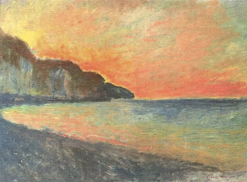 Falaise à Pourville, soleil couchant - Claude Monet