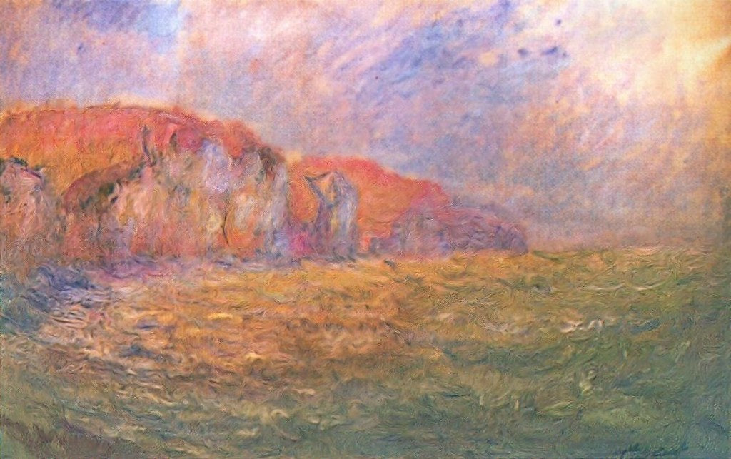 Reproduction du tableau « Falaises de Pourville, mer agitée - Claude Monet » par Alpha Reproduction en peinture à l’huile