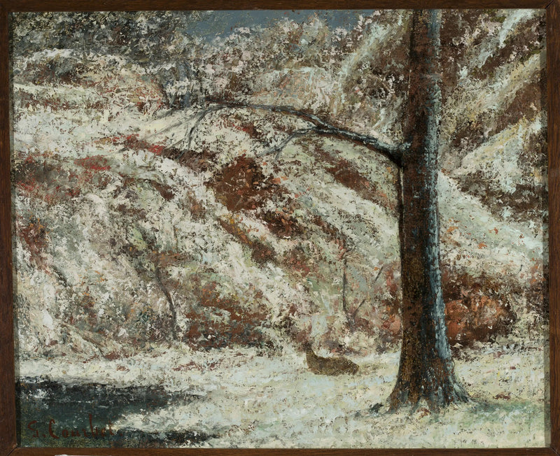 Faon dans la neige dans les bois - Gustave Courbet