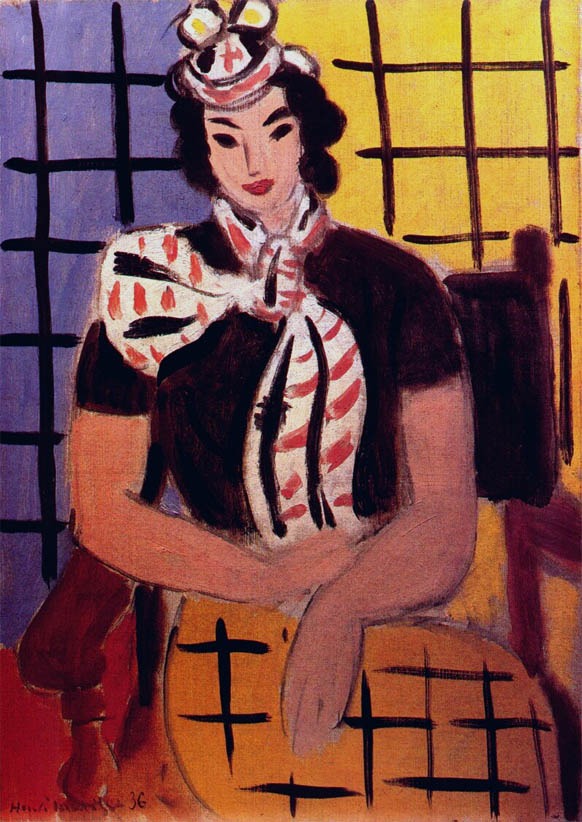 Reproduction du tableau « Femme à l'écharpe écossaise - Henri Matisse » par Alpha Reproduction en peinture à l’huile