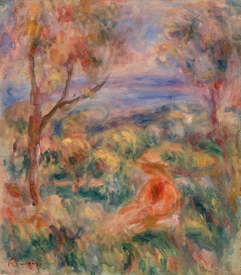 Femme assise avec la mer au loin (Femme assise au bord de la mer) - Pierre-Auguste Renoir