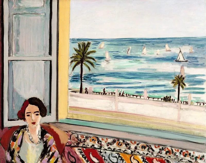 Femme assise, le dos tourné vers la fenêtre ouverte - Henri Matisse