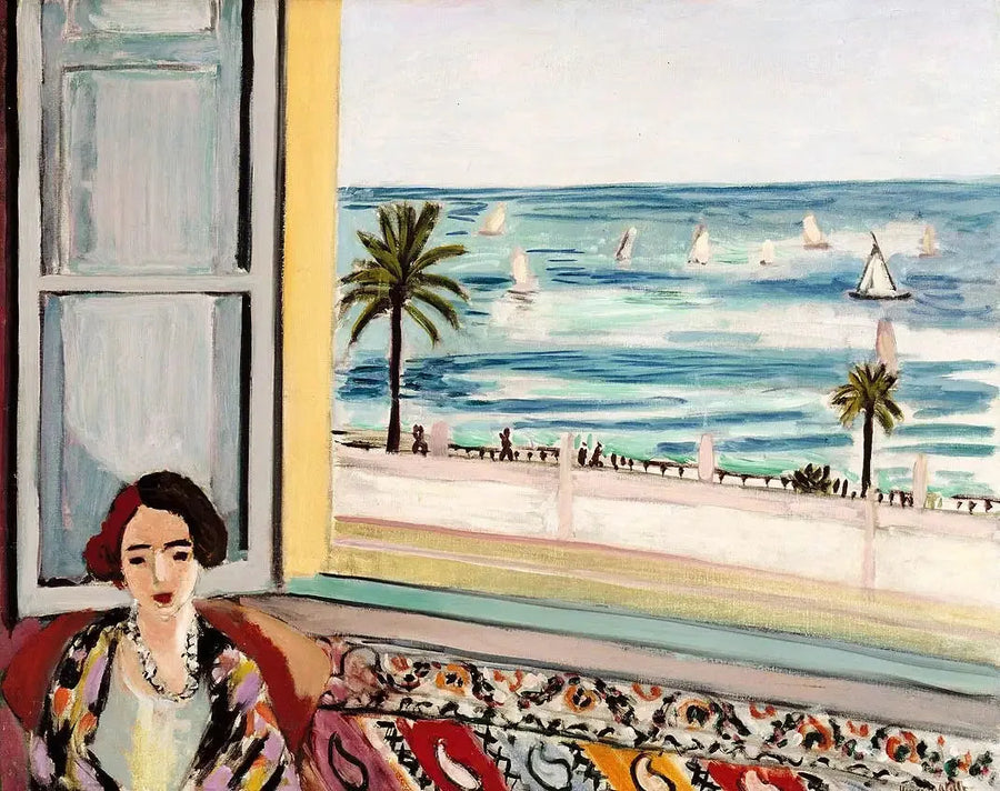 Femme assise, le dos tourné vers la fenêtre ouverte - Henri Matisse