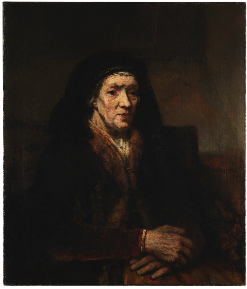 Femme assise, les mains jointes – Rembrandt, 1660