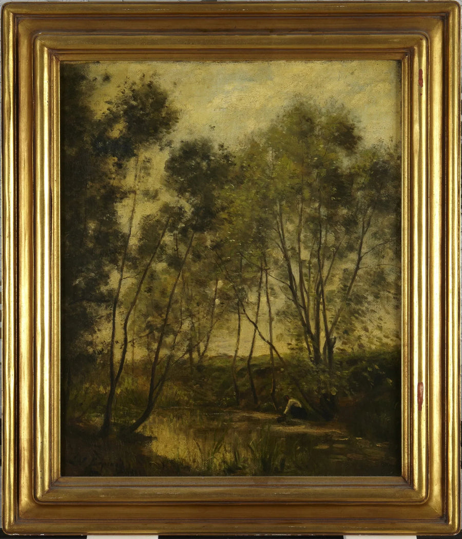 Femme au bord d'un ruisseau - Stanislas Lépine