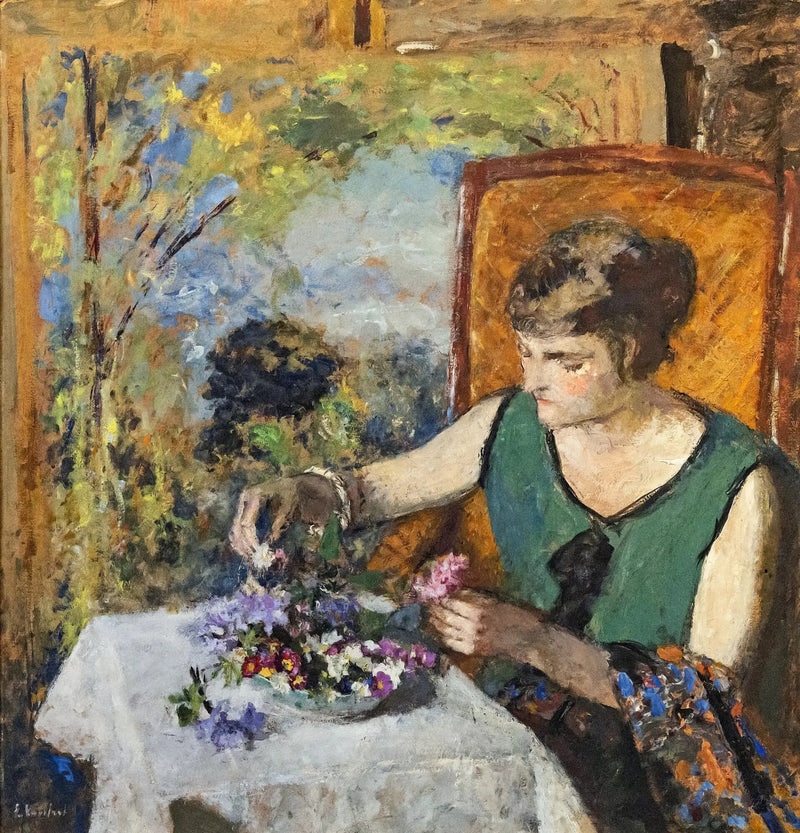 Femme au bouquet - Édouard Vuillard