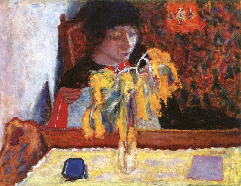 Femme avec mimosa - Pierre Bonnard