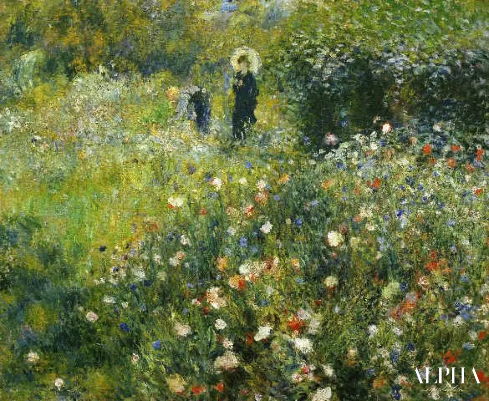 Femme avec parasol dans un jardin - Pierre-Auguste Renoir - Reproductions de tableaux et peintures haut de gamme