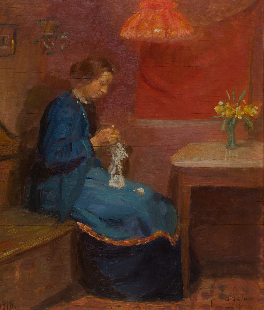 Femme avec son ouvrage à l’aiguille. - Anna Ancher - Alpha Reproduction