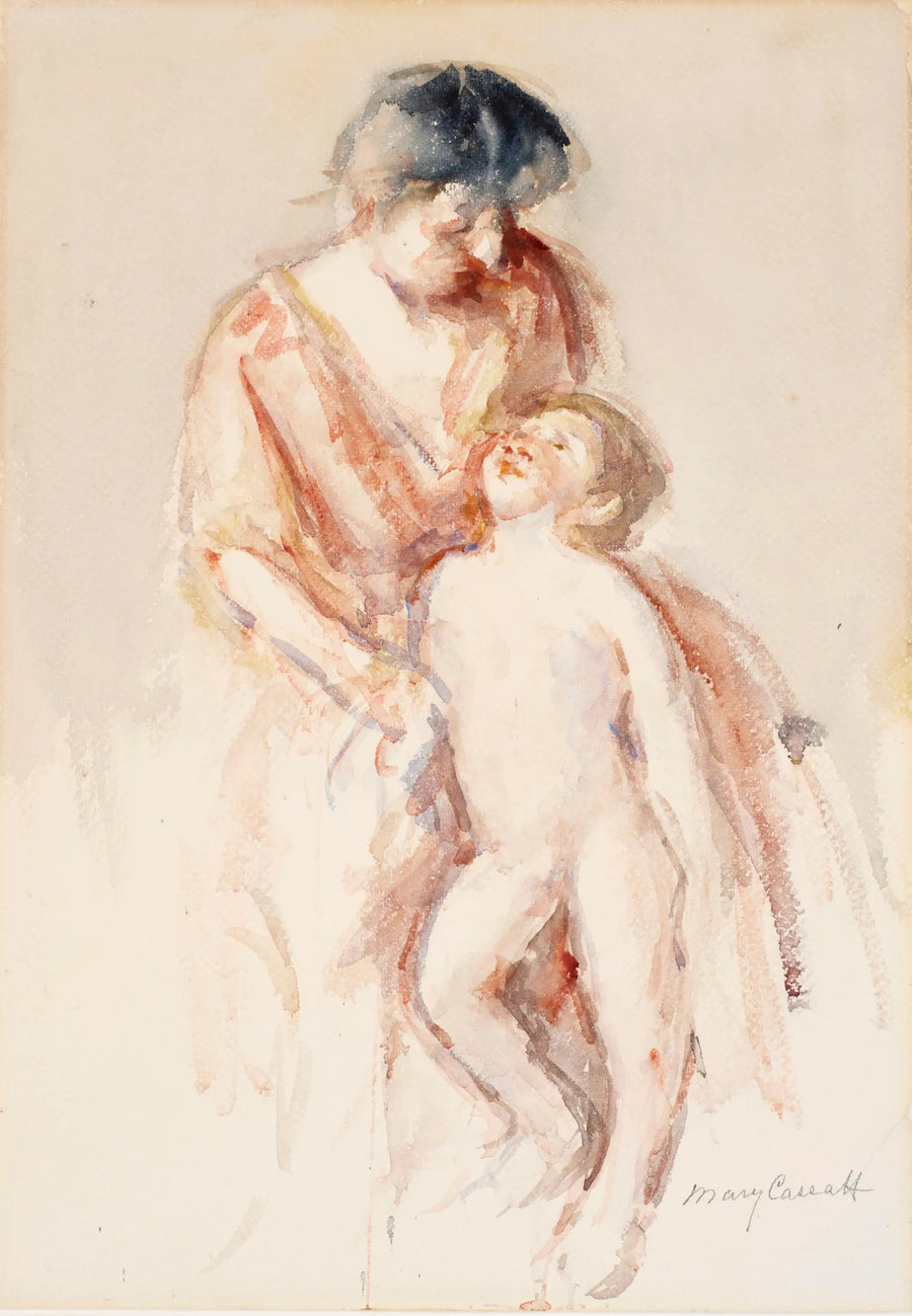 Femme avec un garçon nu à sa gauche - Mary Cassatt