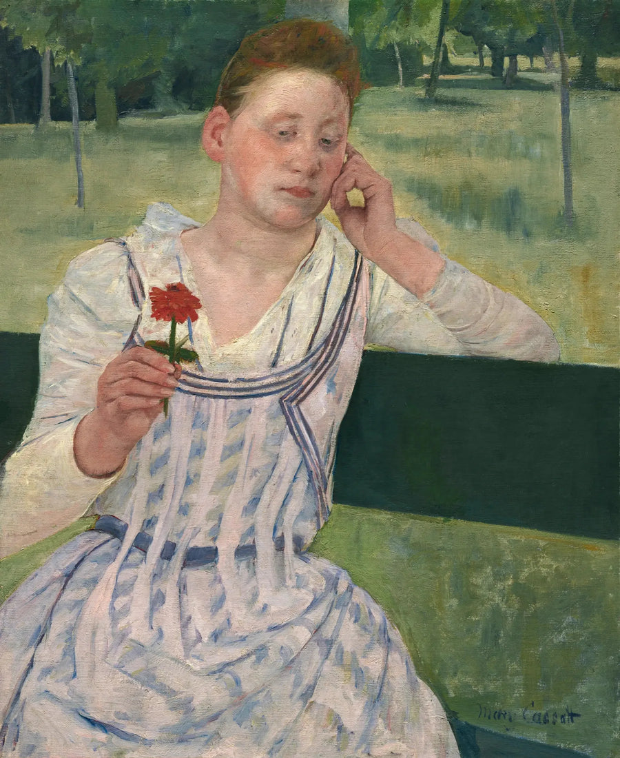 Femme avec un zinnia rouge - Mary Cassatt