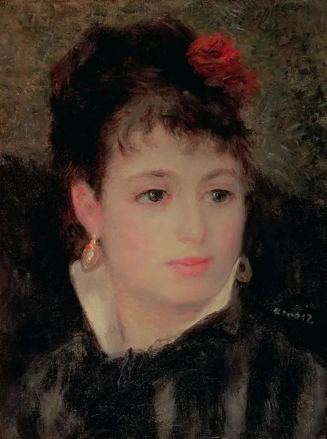 Femme avec une rose dans les cheveux - Pierre-Auguste Renoir