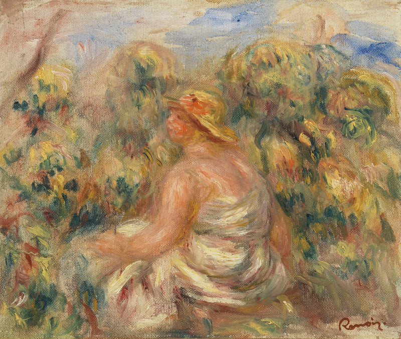 Femme avec chapeau dans un paysage, vers 1918 – Renoir