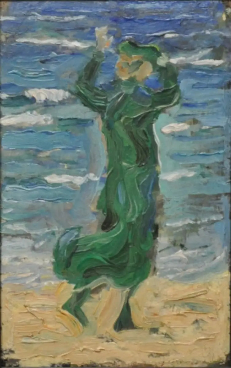 Femme dans le vent au bord de la mer - Franz Marc image 1 tableau peint à l’huile sur toile