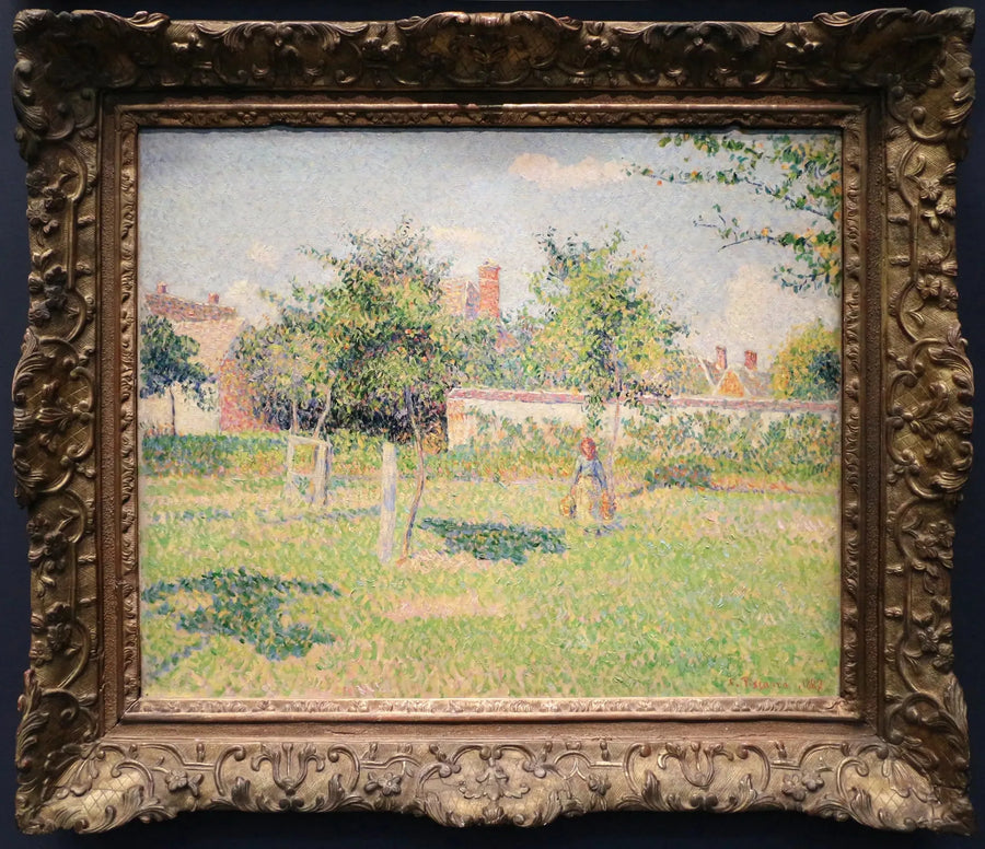 Femme dans un clos, soleil de printemps dans le pré à Éragny - Camille Pissarro